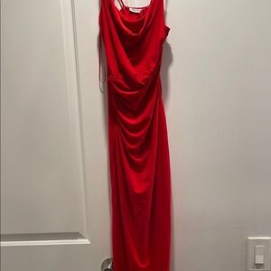 Zara Red Backless Draped Dress